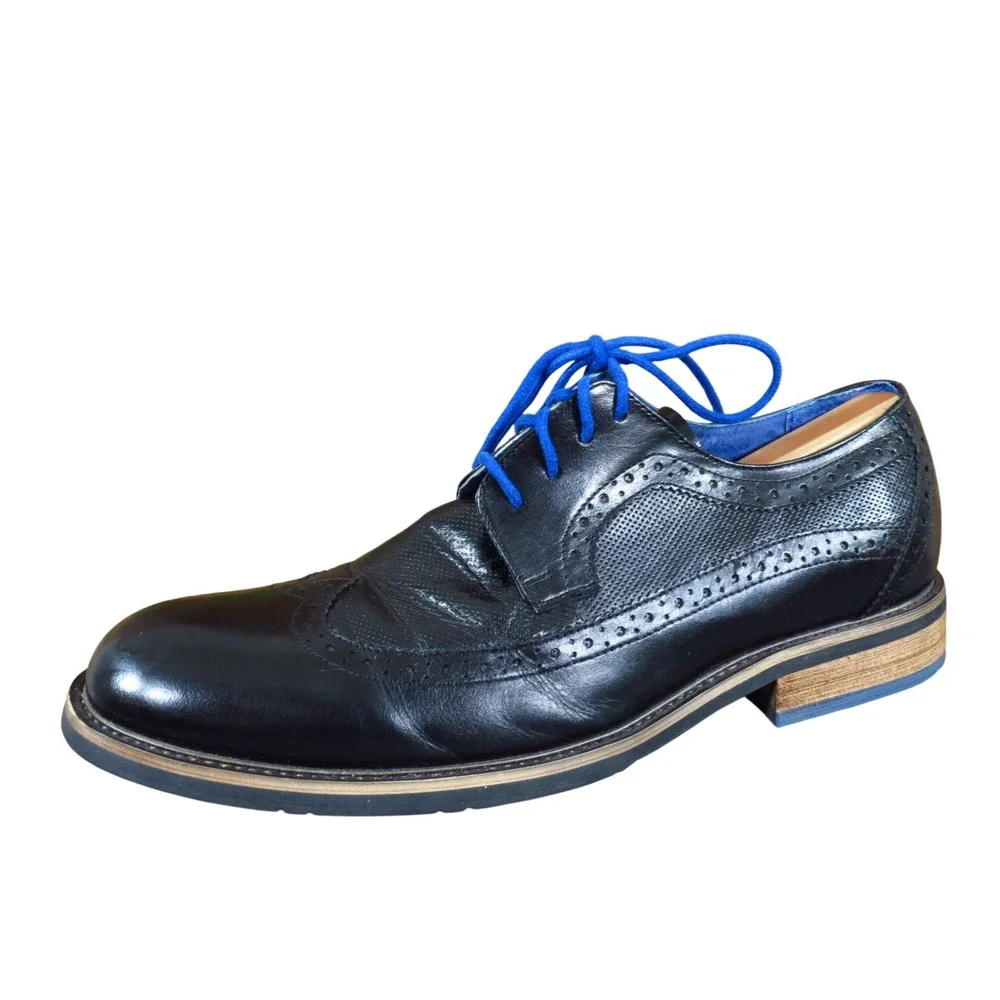 Steve Madden Kittch Men‎ Derby Oxford Shoe Size 9.5 Dress Casual Black Leather